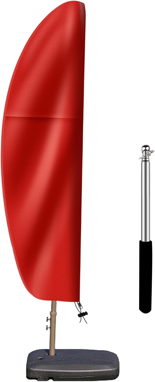 Patio Cantilever Umbrella Covers for Outdoor: Waterproof Offset Umbrella Cover Banana Style with Zipper fits 9FT to 14FT, Red