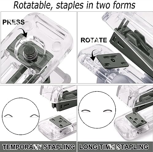 Office Desk Accessories，Office Supplies Set Acrylic Stapler Set Staple Remover, Tape Holder, Pen Holder, 2 Ballpoint Pen, Scissor, Binder Clips, Paper Clips and 1000pcs Staples(Black)