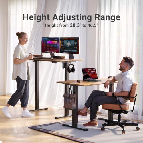 Claiks Electric Height Adjustable Standing Desk, 63x24 Inch, Rustic Brown