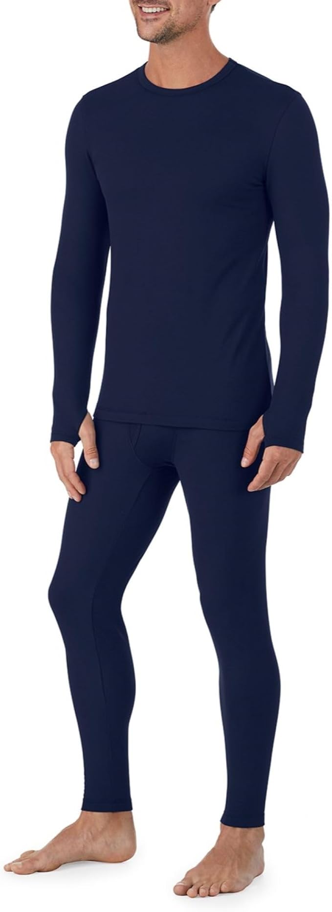 Cuddl Duds Mens Heavyweight Cold Weather Fleece Lined Thermal Set – Long Sleeve Shirt & Leggings – Lounge Sets for Men