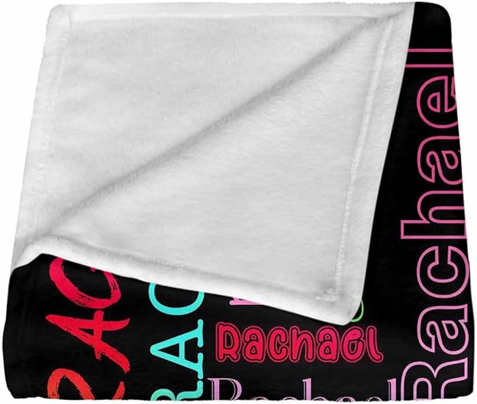 Ships Next Day, Personalized Blankets and Throws Rainbow Name Pattern Custom Blanket with Name Customized Flannel Blanket for Kids Christmas Blanket Gifts for Teen Girls Boys
