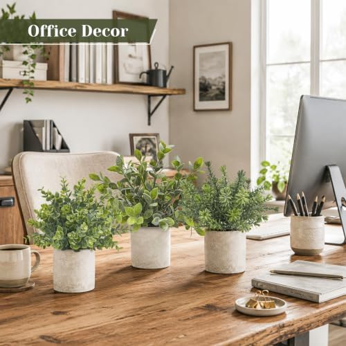 Der Rose 3 Pack Fake Plants Artificial Plants for Office Bathroom Decor
