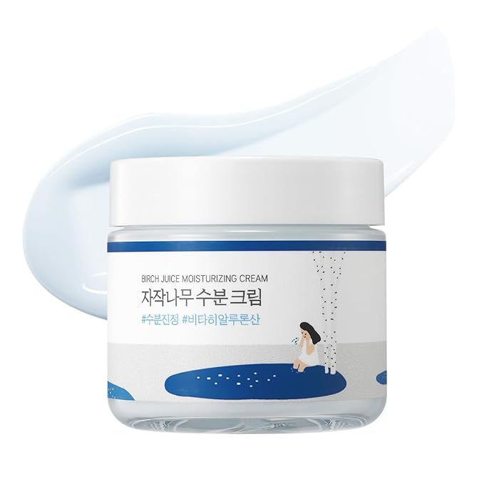 ROUND LAB Birch Juice Moisturizing Cream 2.7 Fl Oz, 48-Hour Deep Hydrating Face Moisturizer with Birch Sap & Vita Hyaluronic Acid for Acne-Prone Skin, Reduces Sebum, Oil, Blackheads, Korean Skin Care