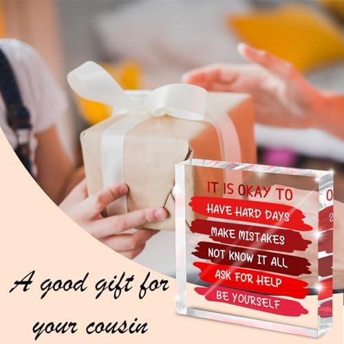 Mental Health Office Decor - Red 4 Inch Acrylic Tabletop Sign, Inspirational Desk Accessories for Workplace Wellness, Motivational Quote for Therapy Office & Home Desk