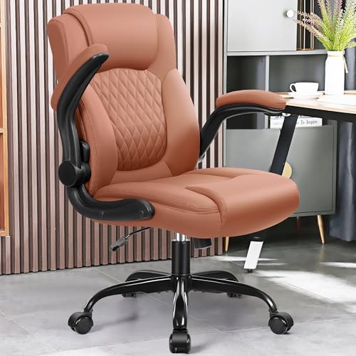 Leather Office Chair, PU Home Computer Desk Chairs with Ergonomic Back Support, 360°Swivel Free，Small Gaming Chair with Wheels and Adjustable Armrests, for Short People Use