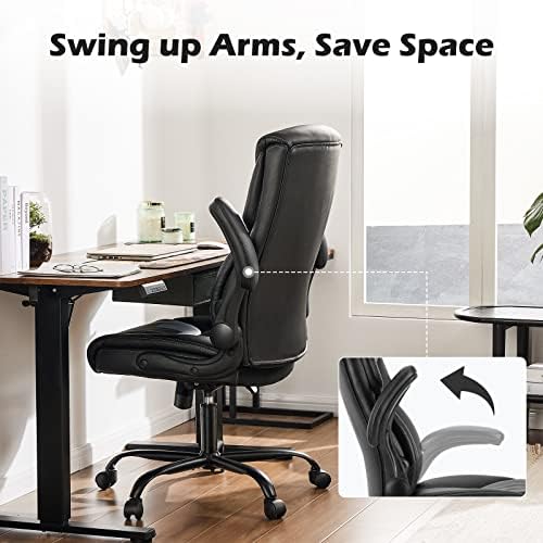 DUMOS Leather Office Chair, Desk Chair Lumbar Support, Black