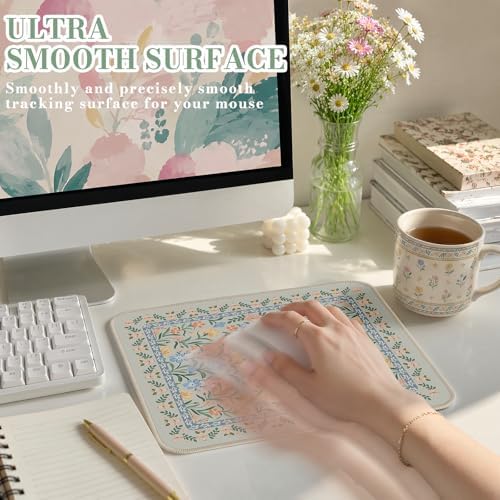 iCasso Aesthetic Small Mouse Pad, 9.5x7.9in,Home Office, Green Floral