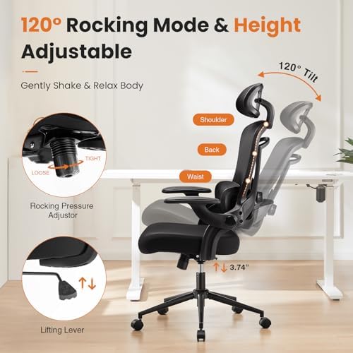 DUMOS Executive Home Office Chair, Ergonomic Computer Desk Chair, Mesh