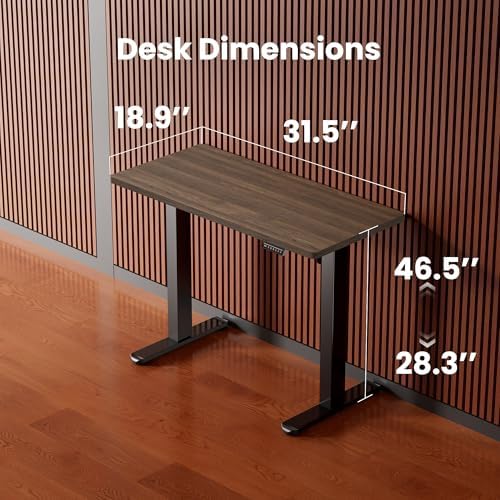 ErGear Height Adjustable Electric Standing Desk, 32 x 19 Inches Sit Stand up Desk, Memory Computer Home Office Desk, Dark Walnut
