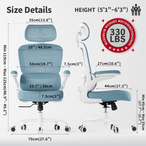 TRALT Ergonomic Office Chair Desk Chair with Adjustable Lumbar Support