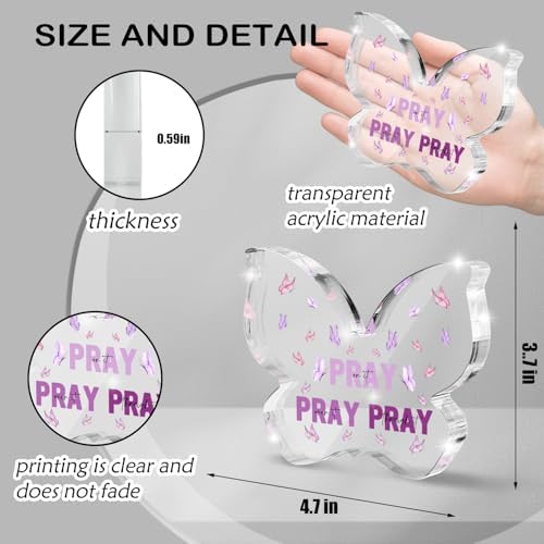 Purple Religious Plaques Christian Woman Decor Gifts, Purple Christian Gifts for Women, Modern Home Office Room Bathroom Bedroom -Pray On It Pray Over It -Bible Verse Acrylic Sign(Butterfly)