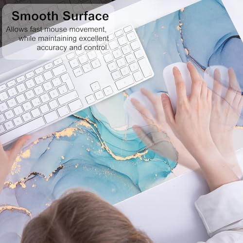 QiyI PU Leather Large Mouse Pad, 31.5" x 11.8", Blue Pink Fluid