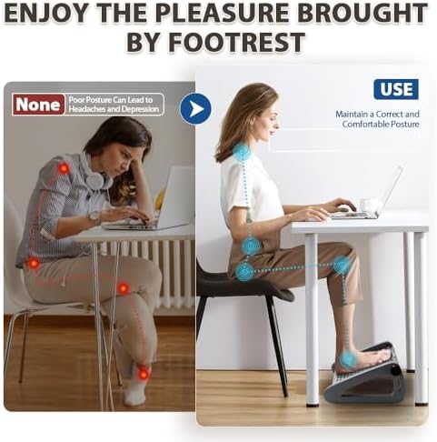 CasaZenith Foot Rest, Six Heights Adjustable Foot Rest Under Desk at Work