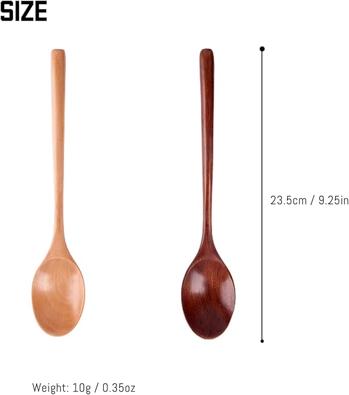 Personalized Wood Soup Spoons, Custom Engraved 9.25 Inch Wooden Spoons for Eating Cooking Mixing Stirring, Long Handle Spoon with Gift Box for Anniversary Birthday Christmas Gifts