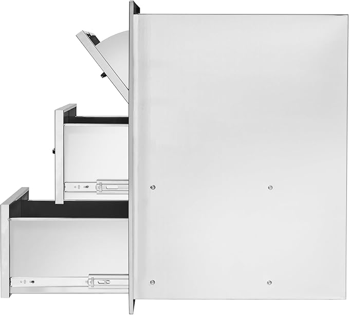 VEVOR Outdoor Kitchen Drawers 17W x 30H x 21D Inch, Outdoor Kitchen Cabinets, Stainless Steel Double Access Drawers, with Paper Towel Holder, Combo for BBQ Island Drawers or Grill Station