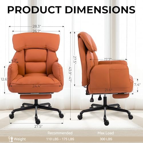 Dowinx Cross Legged Office Chair with Pivoting Armrests,Criss Cross Chair with Pocket Spring Seat & Back,Reclining Computer Gaming Chair with Footrest and Metal Base (Orange)