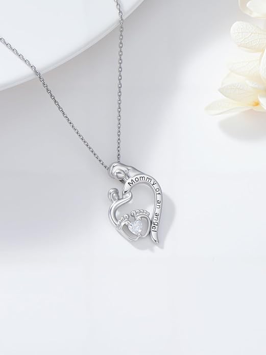 Miscarriage Necklace Gifts for Mothers 925 Sterling Silver Mommy of An Angel Pendant Memorial Jewelry Loss of Pregnancy Sympathy Gifts for Women