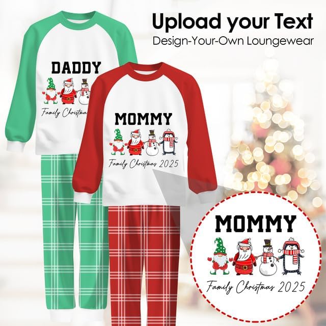 Personalized Family Christmas Pajamas Matching Sets 2025, Custom Xmas pjs, Long Sleeve Raglan Top Plaid Pant