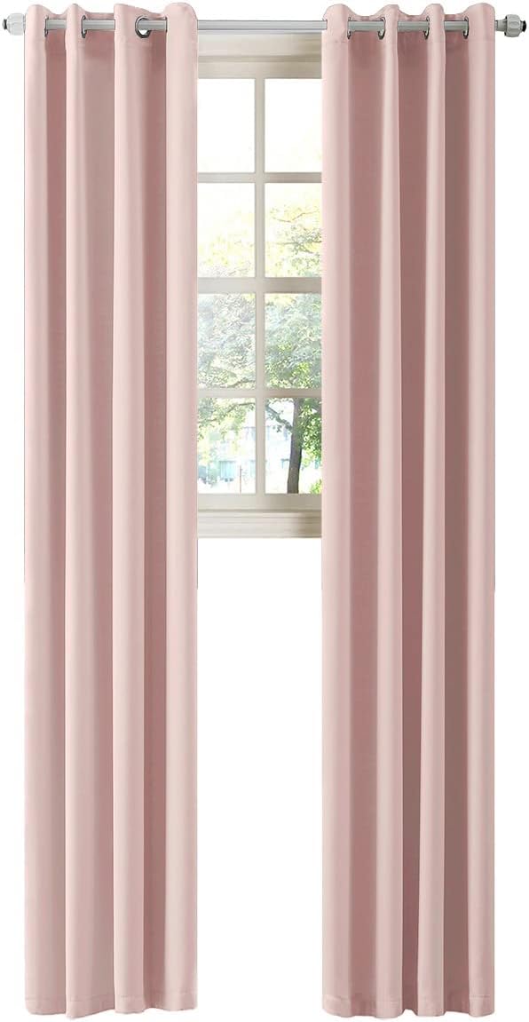 LA PALMA Thermal Insulated Blackout Darkening Grommet Living Room Curtains Window Drapes for Bedroom Pack of 2 Panels