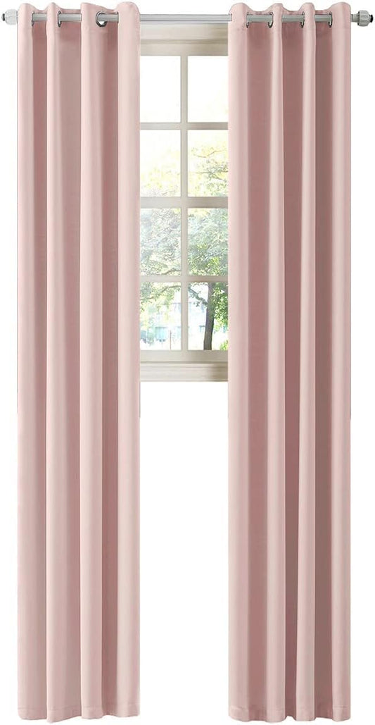LA PALMA Thermal Insulated Blackout Darkening Grommet Living Room Curtains Window Drapes for Bedroom Pack of 2 Panels