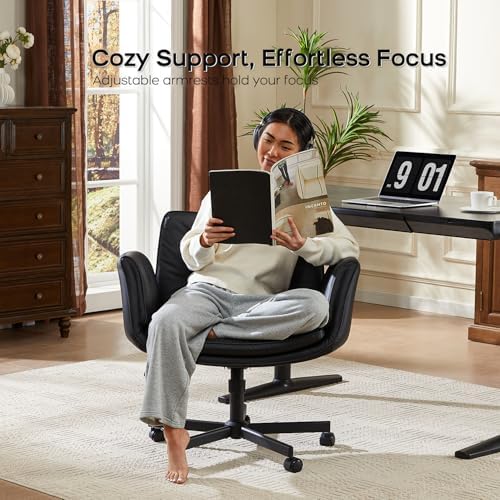 amseatec Criss Cross Office Chair, Swivel Makeup Vanity Chair with Wheels