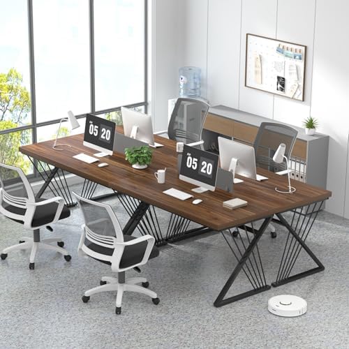 FOLUBAN Computer Desk for Home Office Workstation, Modern Writing Study Work Table, PC Gaming Table for Bedroom Living Room, Rustic Walnut, 53 Inch