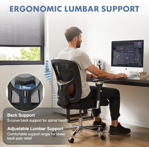 DUMOS Big and Tall Office Desk Chair, 500lbs Heavy Duty Mesh Chair