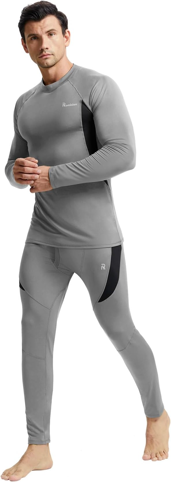 romision 2 Pack Thermal Underwear for Men Long Johns Fleece Lined Hunting Gear Bottom Top Set Base Layer Cold Weather XS-4XL