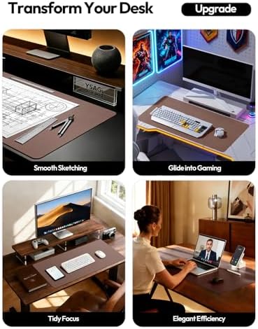 YSAGi Leather Desk Pad Protector, Office Desk Mat, Large Mouse Pad, Non-Slip PU Leather Desk Blotter, Laptop Desk Pad, Waterproof Desk Writing Pad for Office and Home (Chocolate,55" x 24")