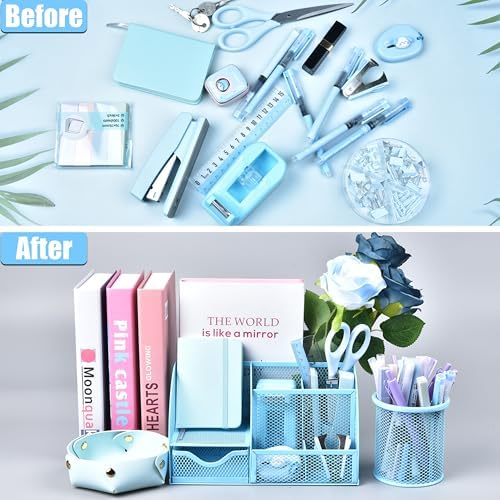 LXEVIHK Blue Desk Accessories 23-Piece Office Supplies Gift Set for Women
