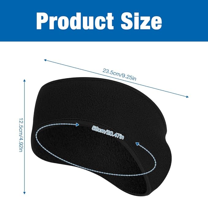 Ear Warmers Headband, Fleece Earmuffs Running Headband Winter Ear Covers Moisture Wicking Ski Sport Headband for Men & Women (19.2 inches, One Size, Cycling)