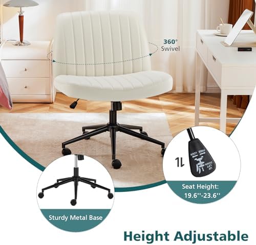 OLIXIS Criss Cross Chair with Wheels, Vanity Chair, Home Office Desk