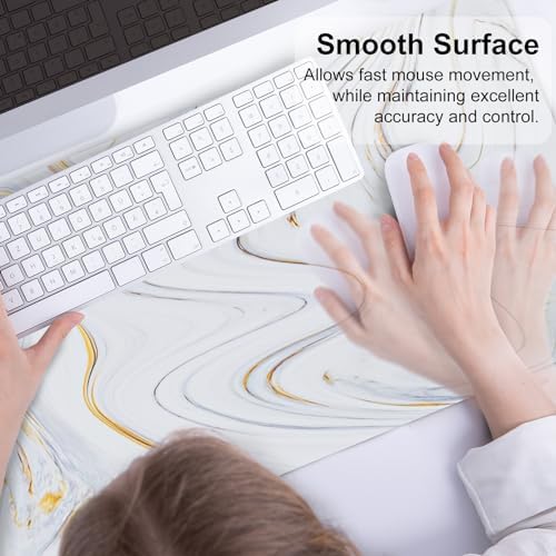 QiyI PU Leather Large Mouse Pad, Office Decor, 31.5" x 15.7", Grey Striped