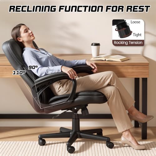 Furmax Managerial Executive Office Chair,High Back PU Leather Ergonomic Desk Chair with Lumbar Support,Reclining Computer Chair for Home Office