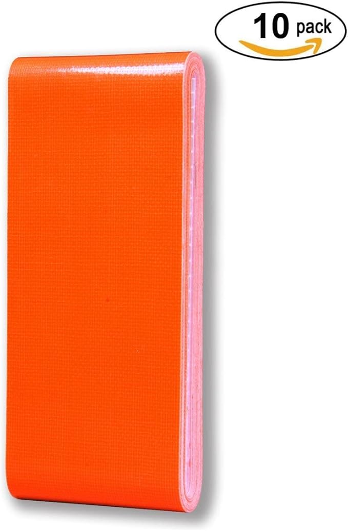 Travel Size Pocket Duct Tape 10-Pack | 1.88 inches x 5 Yards per Flat Pack (10-Pack, Fluorescent Orange)