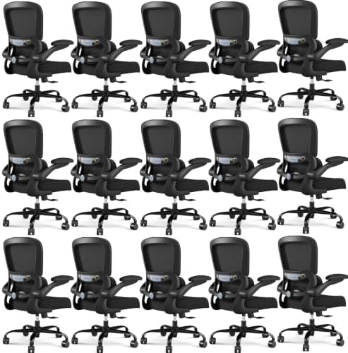 TRALT Office Chair - Ergonomic Desk Chair with Adjustable Lumbar Support, Mesh Computer Chair, Executive Chairs for Home Office Comfortable Lumbar Support Black Pack of 15