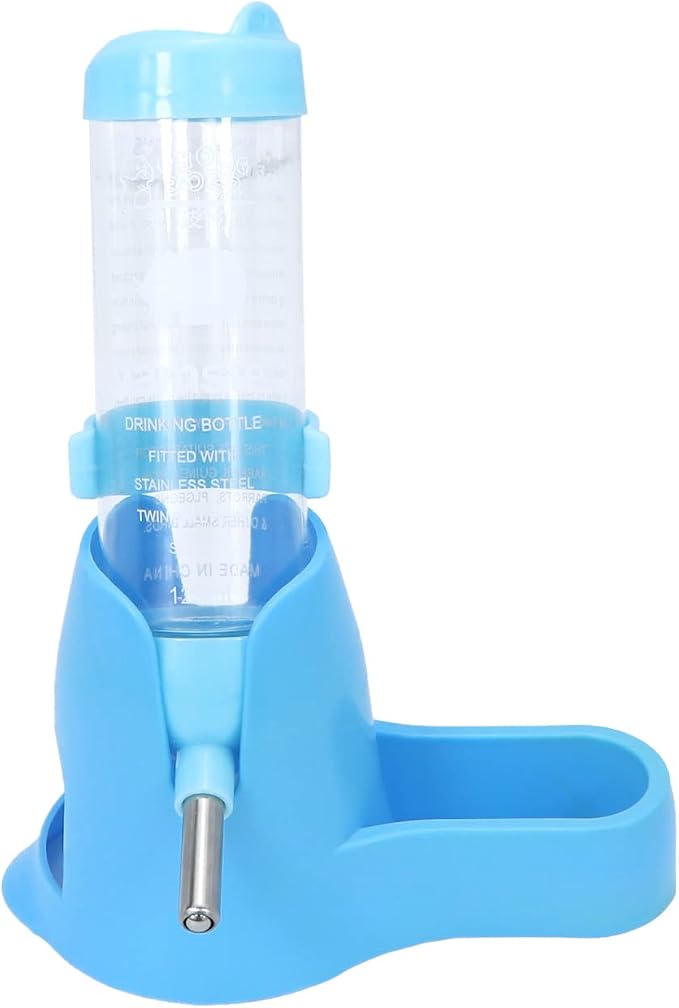 3 in 1 Hamster Hanging Water Bottle Pet Auto Dispenser with Base for Dwarf Hamster Mouse Rat Hedgehog (125ML, Blue) (Pack of 2)