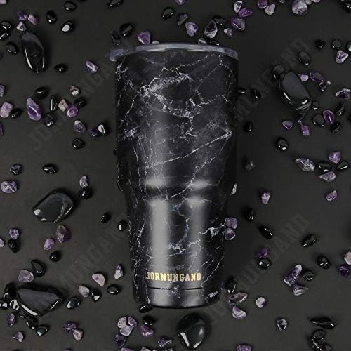 Jormungand 30 oz Tumbler Stainless Steel Vacuum Insulated Travel Mug with Leak Proof Lid Double Wall Coffee Cup Water Bottle for Cold Beverages 30oz Tumbler Marble Black