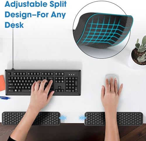 MEKASS L-Shaped Desk Elbow Pad for Desk, Memory Foam Elbow Support Padding with Non-Slip, Ergonomic Desk Edge Cushion, Wrist Comfort Support for Office Home 2 Pcs (Hexagon Black)