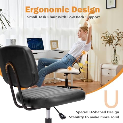 Sweetcrispy Office Desk Chair, Small Home Vanity Chair, Lumbar Support