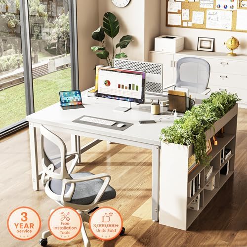 Huuger 48 x 24 inch Desk with Power Outlets & 0.95 Inch Thicker Desktop