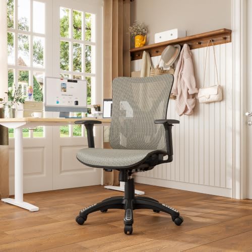 Ergonomic Office Chair, Mesh Computer Desk Chairs with BIFMA X5.1 Certified, Adjustable Lumbar Support, 3D Arm, Tilt Back, Wide Seat, Comfy Swivel Work Task Chair for Company and Home (Apricot Mist)