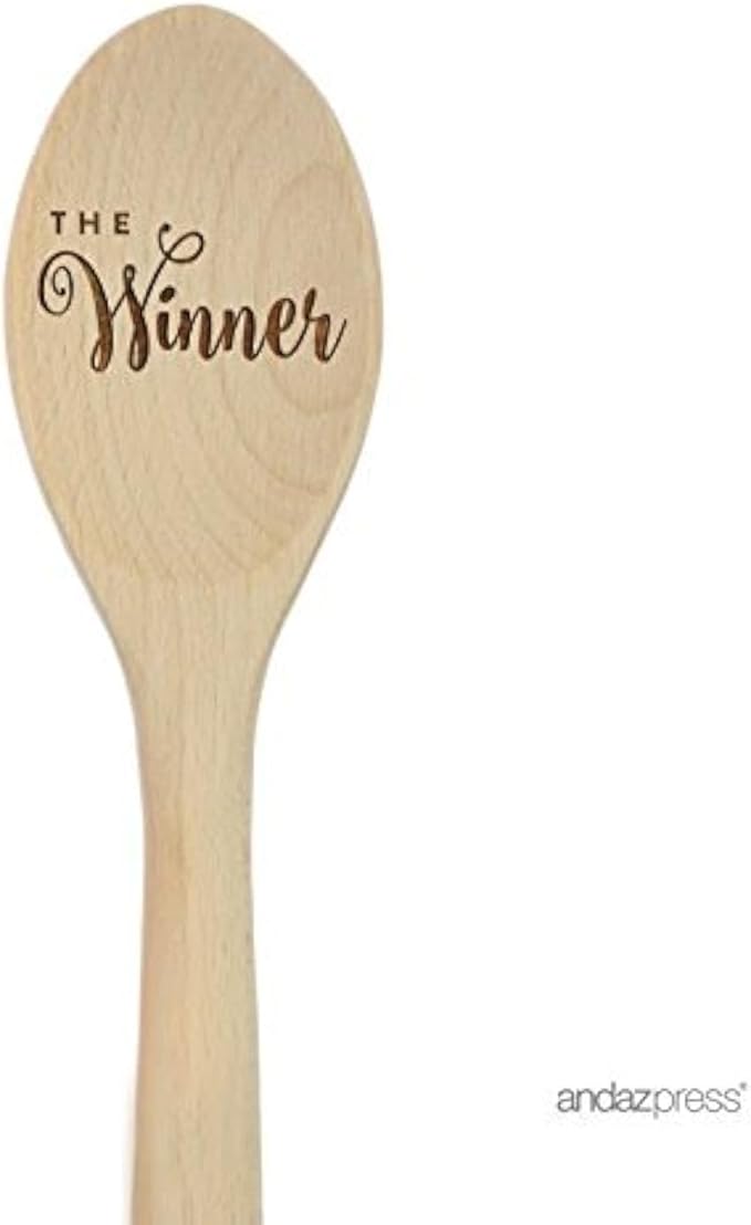 Andaz Press Laser Engraved Wooden Mixing Spoon Trophy Award Prize, 12-inch, Winner, 1-Pack