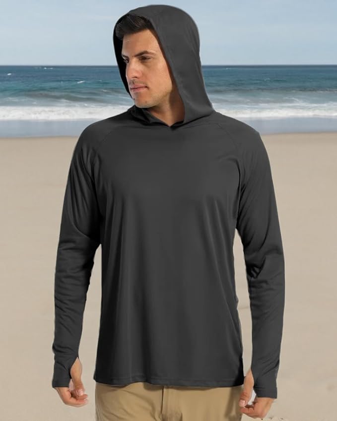 Boladeci Men's UPF 50+ Sun Protection Lightweight Hoodie Shirts Long Sleeve Fishing Shirt SPF UV Hiking Swim