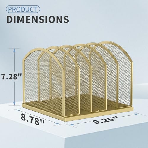 Gawerk 5-Section Vertical Desktop Organizer, 5-Section Mesh File Folder Stand Sorter for Office Home Classroom Organization