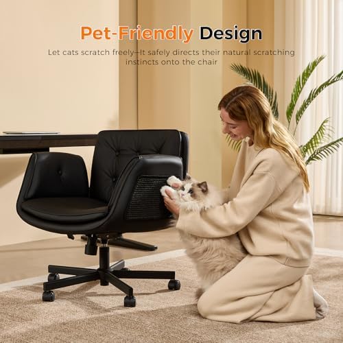 amseatec Criss Cross Office Chair, Swivel Makeup Vanity Chair with Wheels