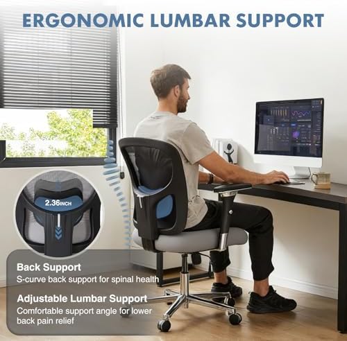 DUMOS Big and Tall Office Desk Chair, 500lbs Heavy Duty Mesh Chair