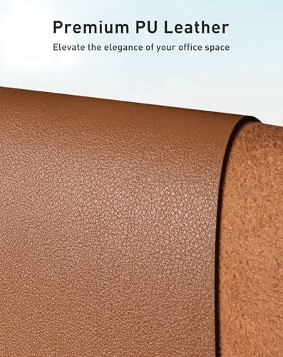 Aothia Faux Leather Desk Mat - Large Mouse Pad, Non-Slip PU Leather Blotter, Waterproof Writing Surface for Office and Home (Brown, 63" x 17")