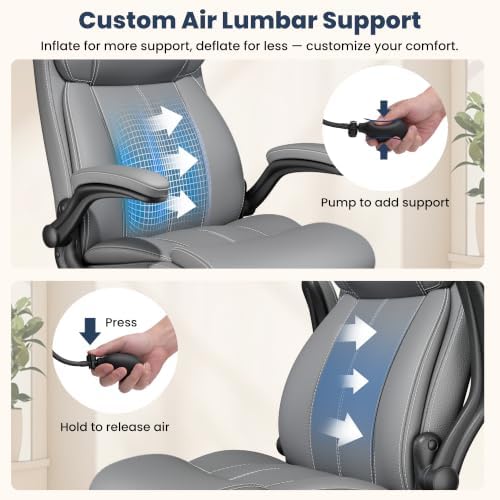 Ergonomic Office Chair, High Back Leather Executive Desk Chair