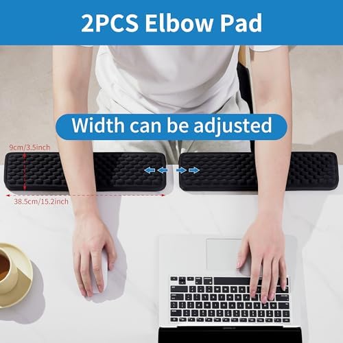 MEKASS L-Shaped Desk Elbow Pad for Desk, Memory Foam Elbow Support Padding with Non-Slip, Ergonomic Desk Edge Cushion, Wrist Comfort Support for Office Home 2 Pcs (Ellipse Black)